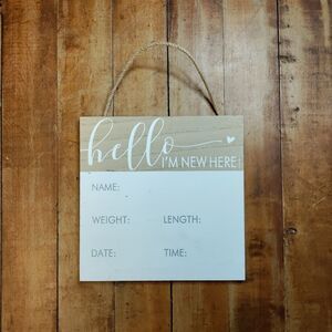 Hello I'm New Here Baby announcement sign board unisex height weight sign baby